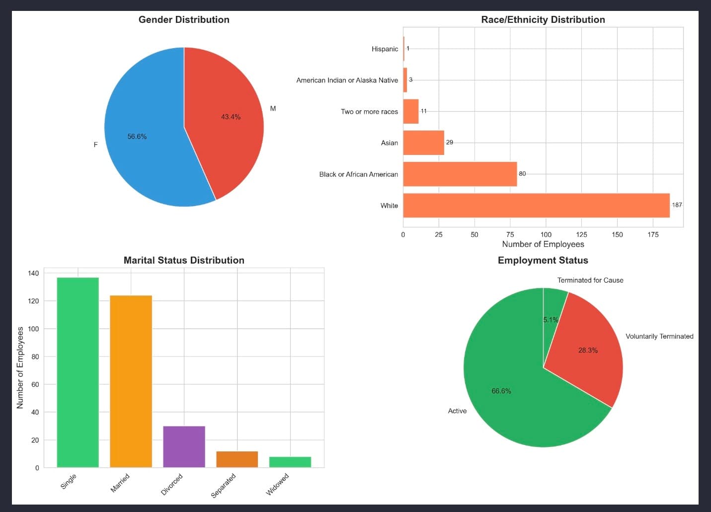 HR data visualization dashboard charts