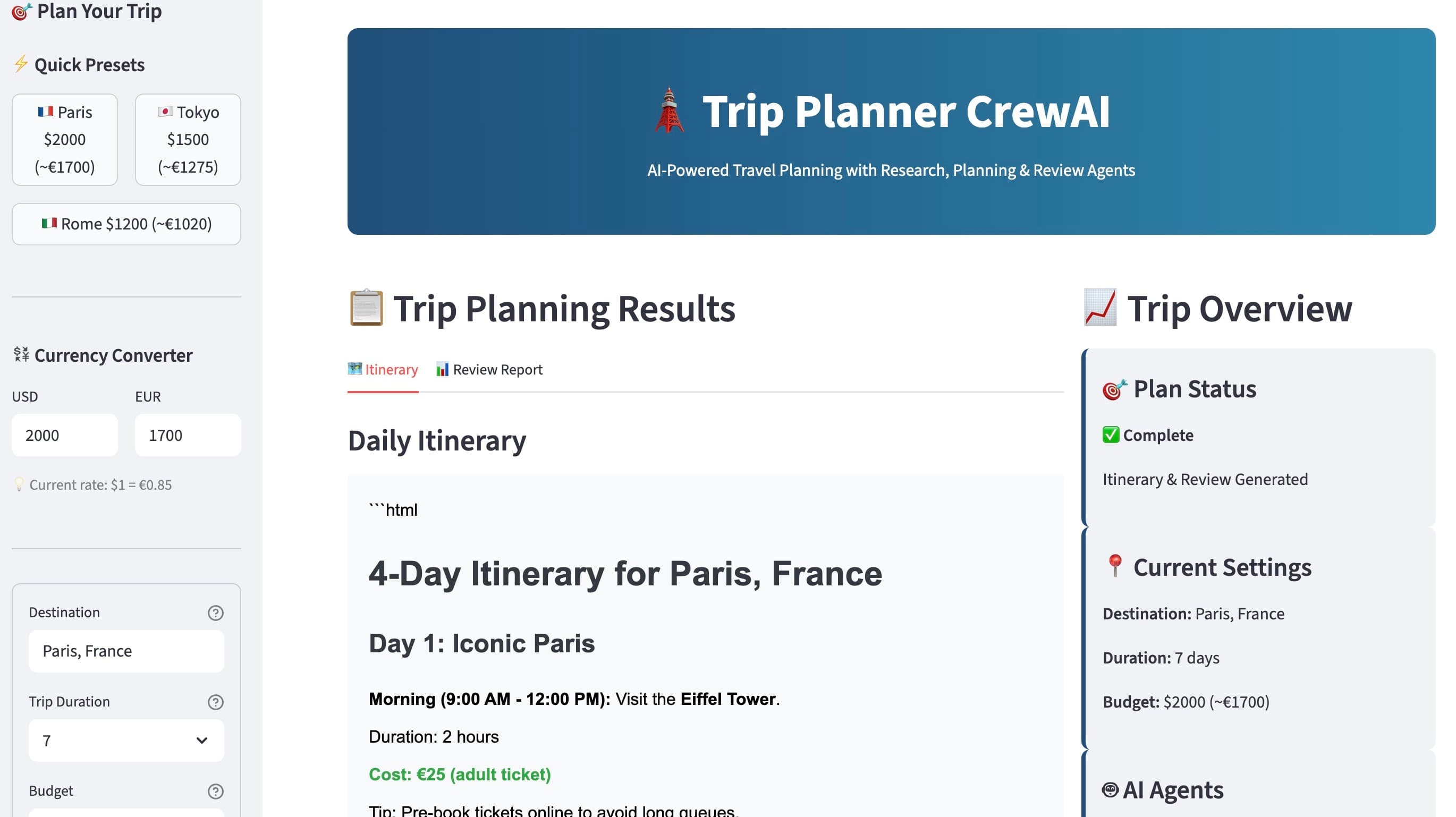 Trip Planner CrewAI